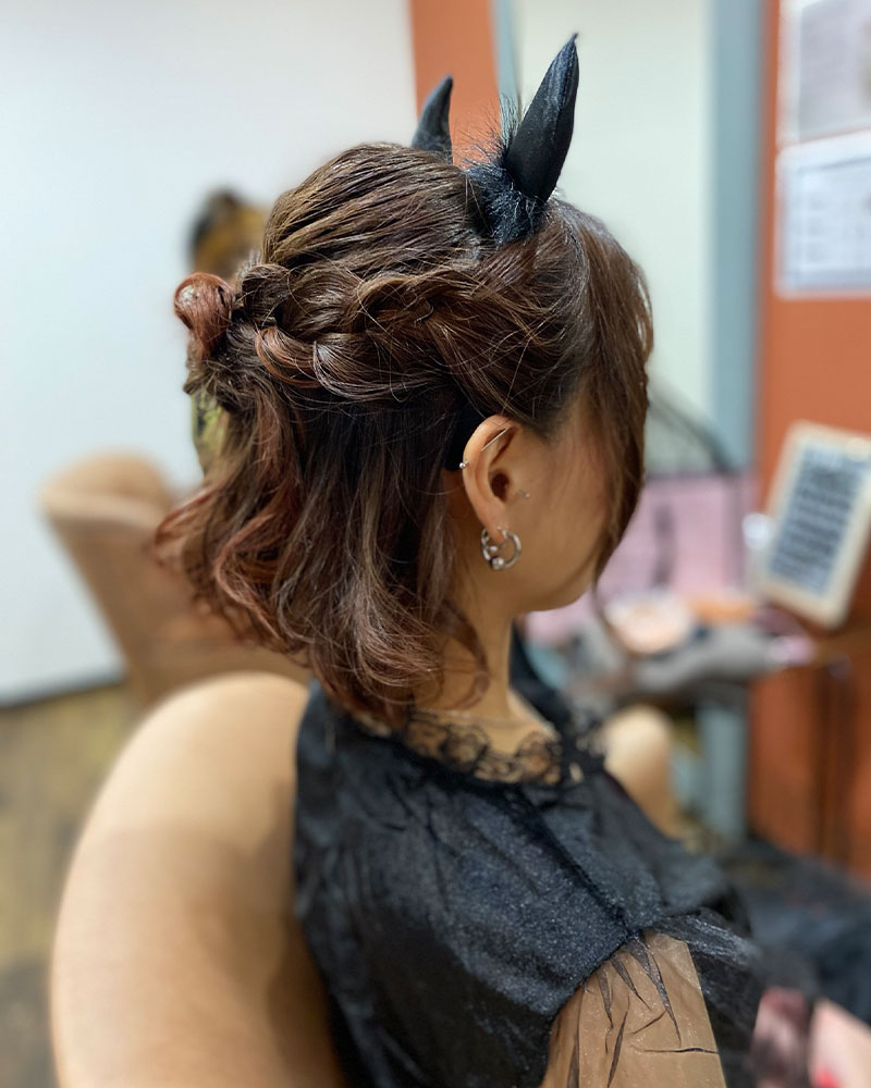 ハロウィン小悪魔ヘアセット